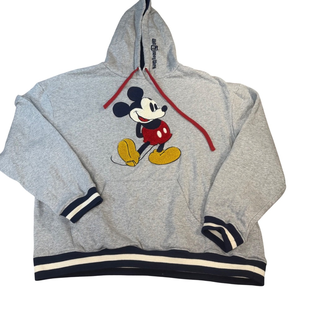 Disney Parks Walt Disney World Mickey Mouse Chenille Hoodie Gray Large Mens